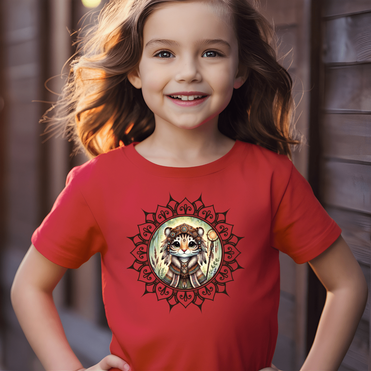 Cute Tiger Mandala - Kids T-Shirt