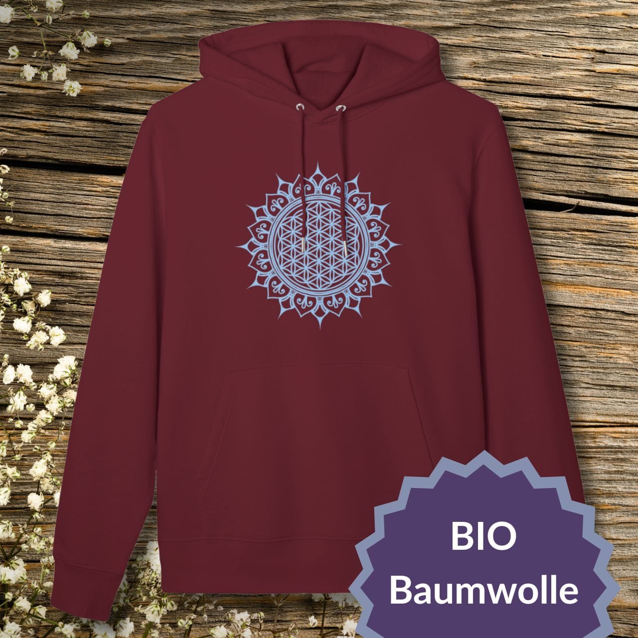 Flower of Life Mandala Hoodie — Organic Sweatshirt