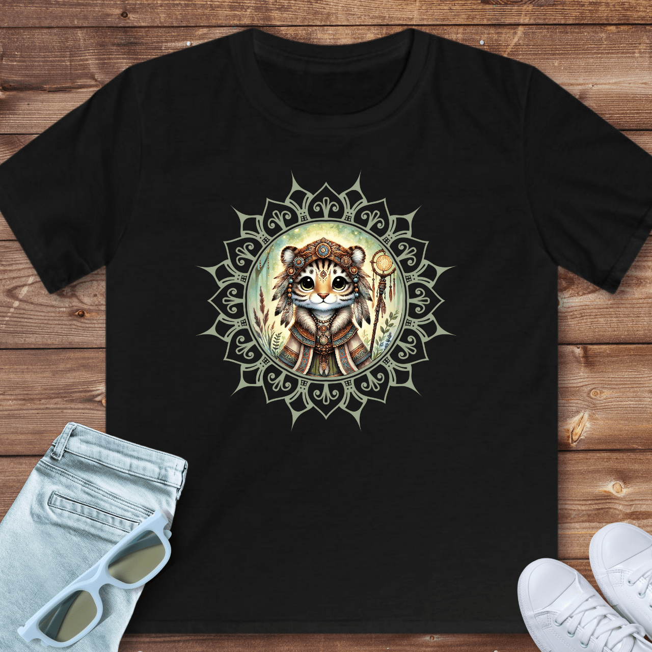 Cute Tiger Mandala - Kids T-Shirt