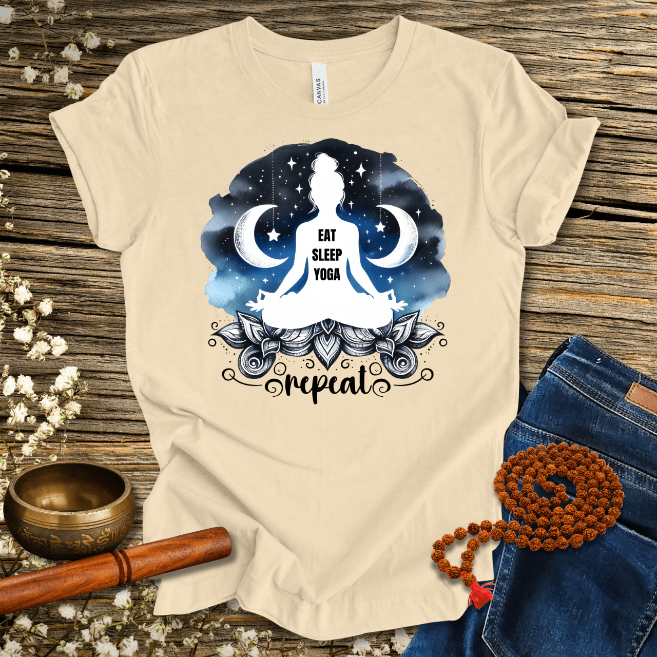 Essen Sie Schlaf Yoga wiederholen - Unisex T-Shirt