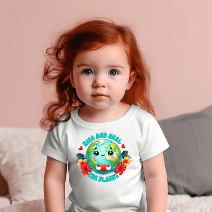 Erhebe dich und heile den Planeten - Baby-T-Shirt aus Bio-Baumwolle