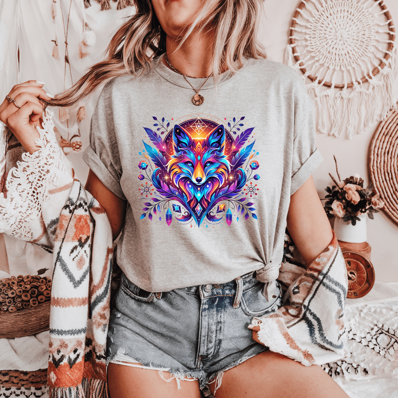 Cosmic Fox Spirit Animal - Unisex T-Shirt