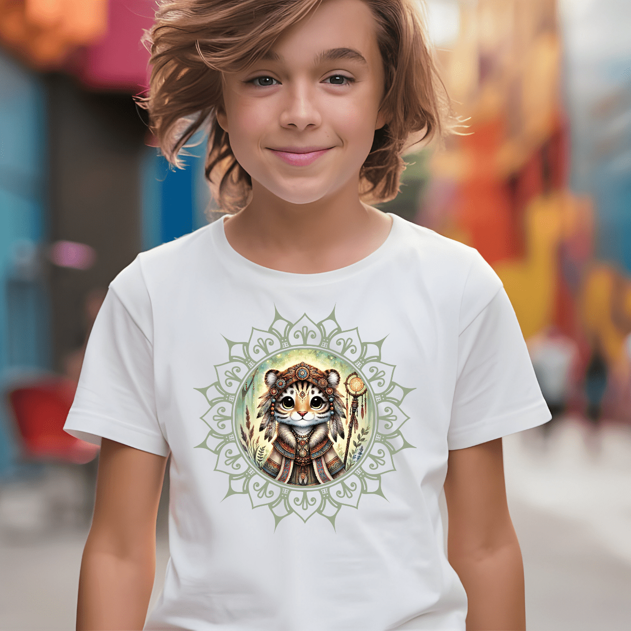 Cute Tiger Mandala - Kids T-Shirt