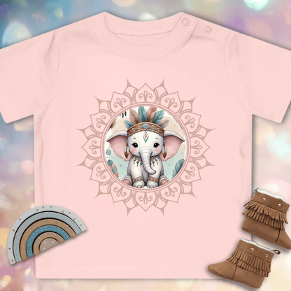 Süßes Elefanten-Mandala - Baby Bio-T-Shirt
