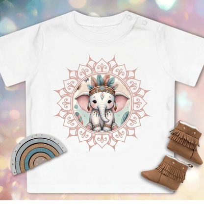 Süßes Elefanten-Mandala - Baby Bio-T-Shirt