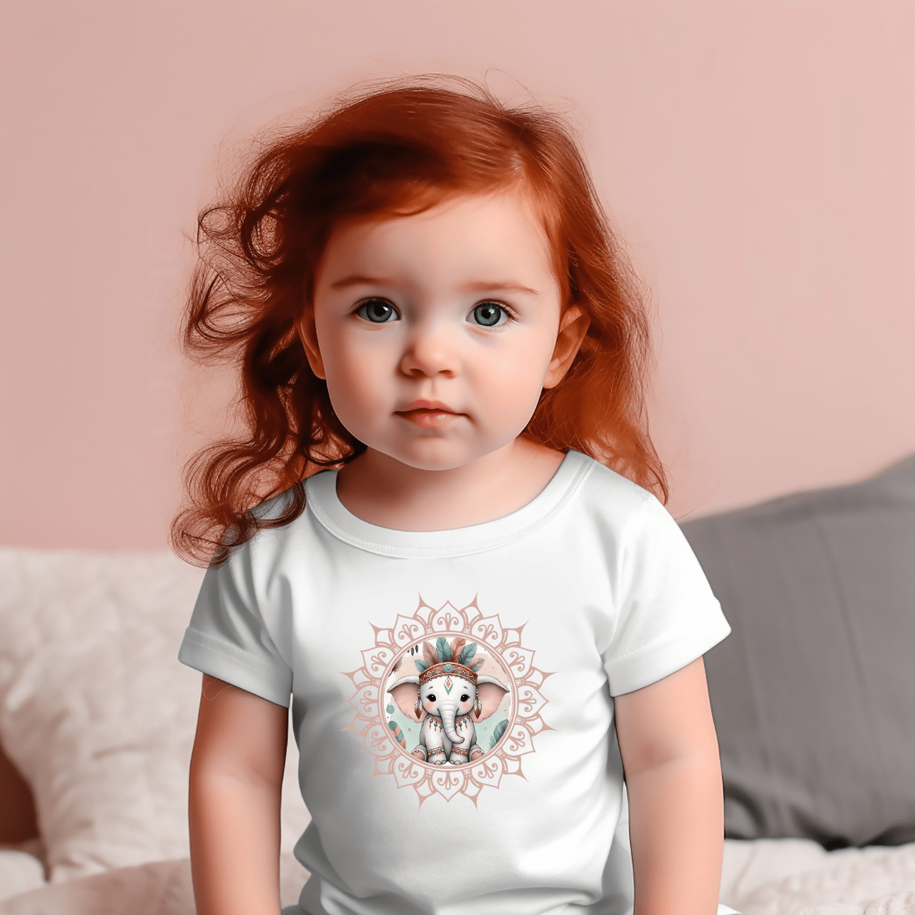 Süßes Elefanten-Mandala - Baby Bio-T-Shirt