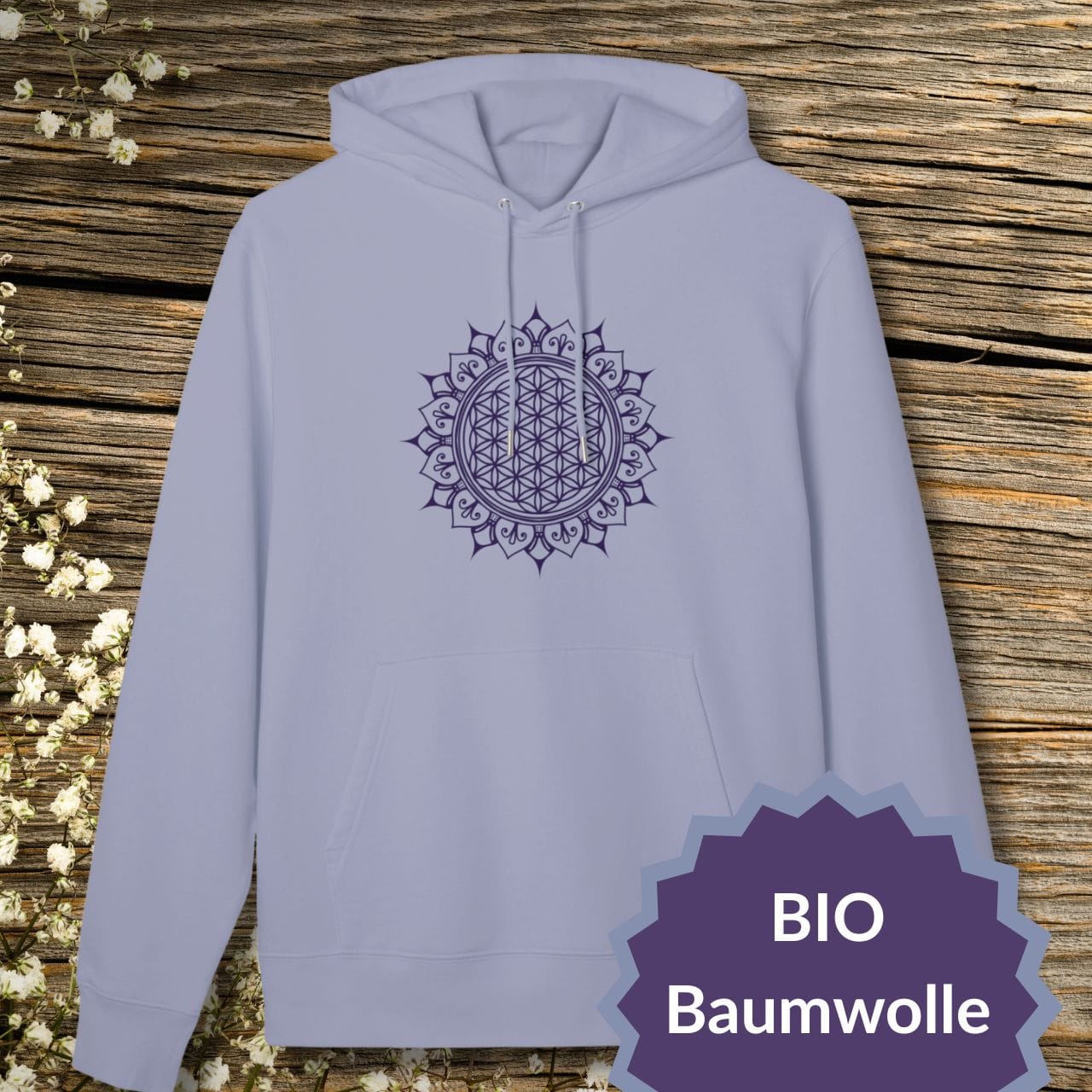 Flower of Life Mandala Hoodie — Organic Sweatshirt