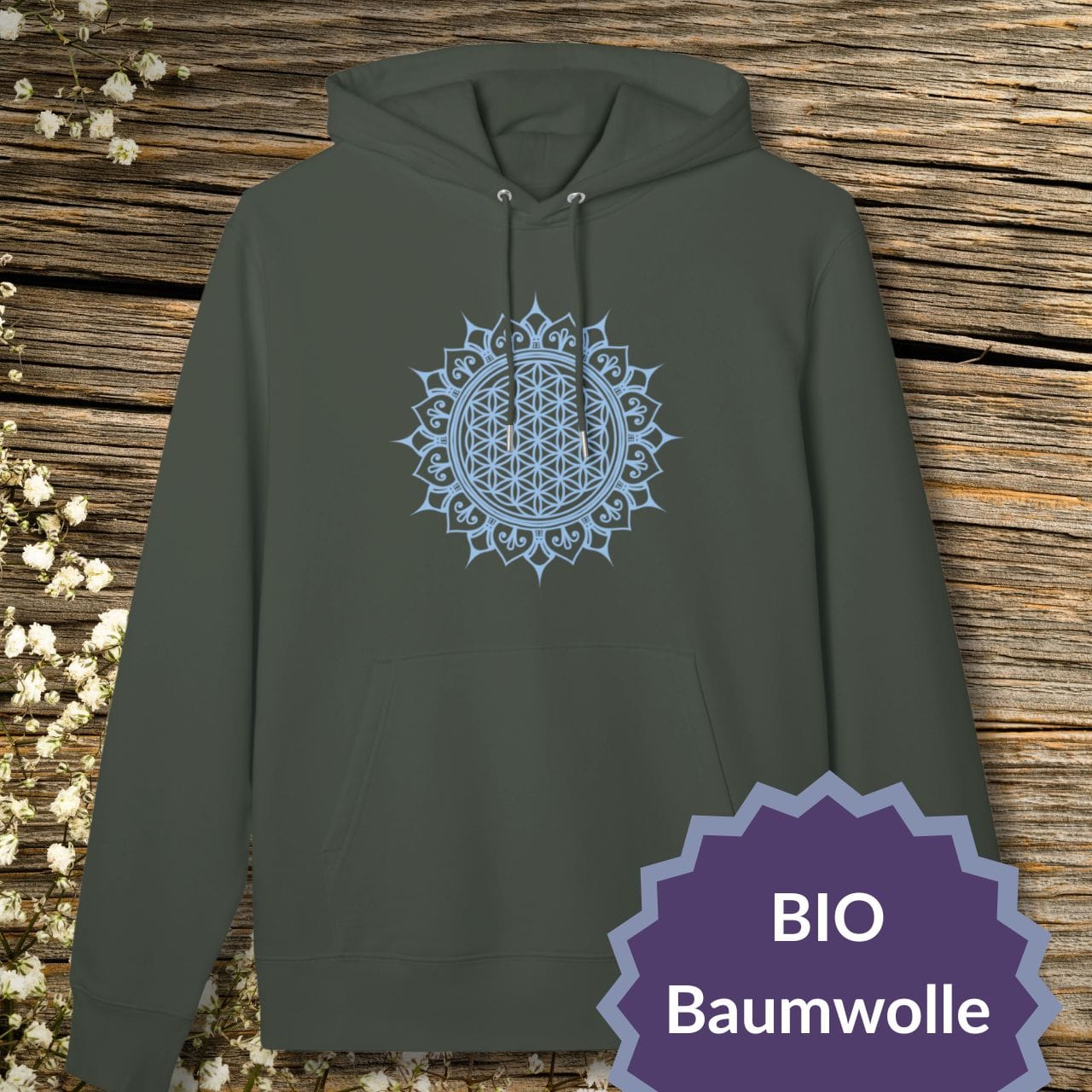 Flower of Life Mandala Hoodie — Organic Sweatshirt