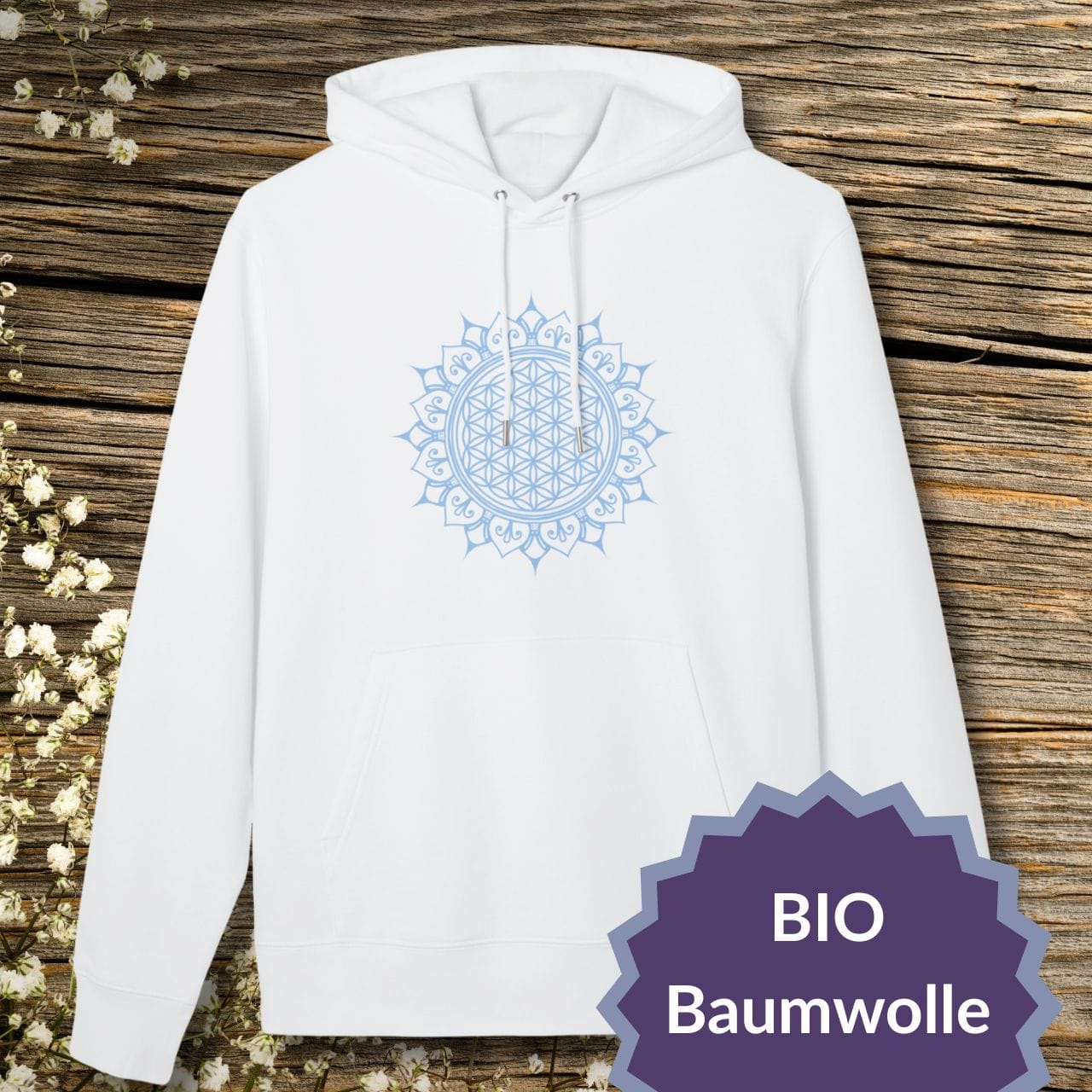 Flower of Life Mandala Hoodie — Organic Sweatshirt
