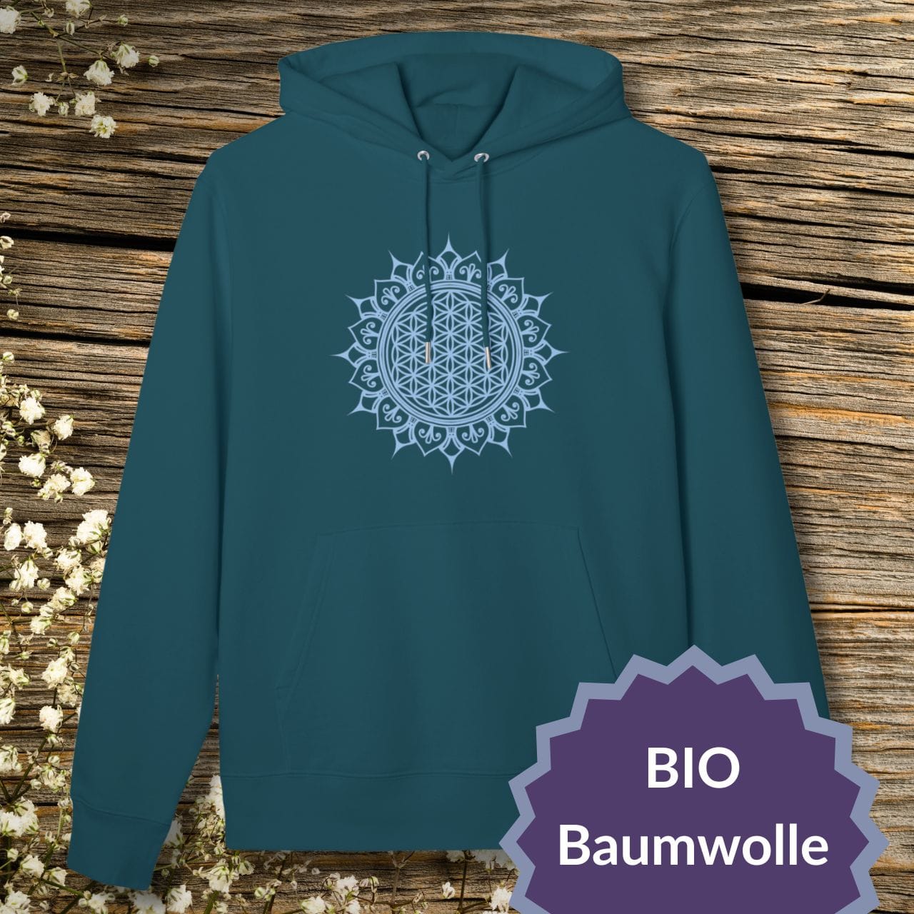 Flower of Life Mandala Hoodie — Organic Sweatshirt
