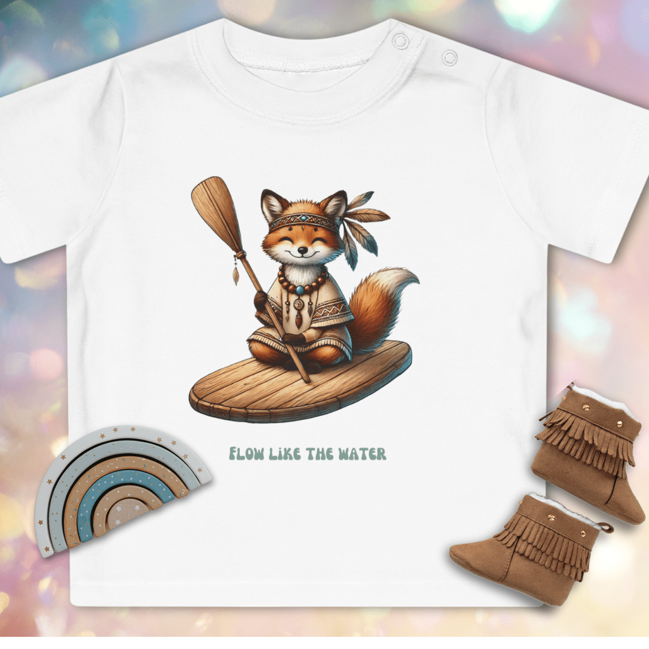 Shaman Fox auf einem SUP-Board - Baby Bio-T-Shirt